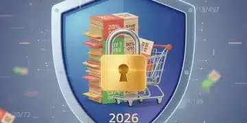 Shield protecting digital coupons and shopping cart, symbolizing coupon fraud prevention in 2026.