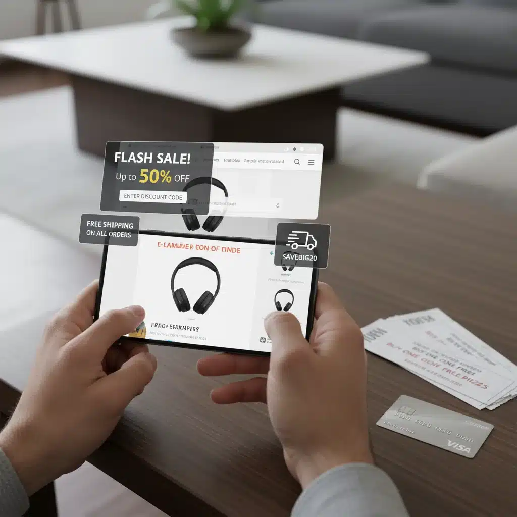 Person applying multiple discount codes on a smartphone during online shopping.