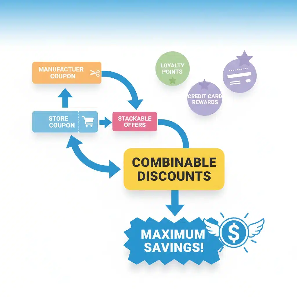 Flowchart illustrating how different types of discounts combine for maximum savings.