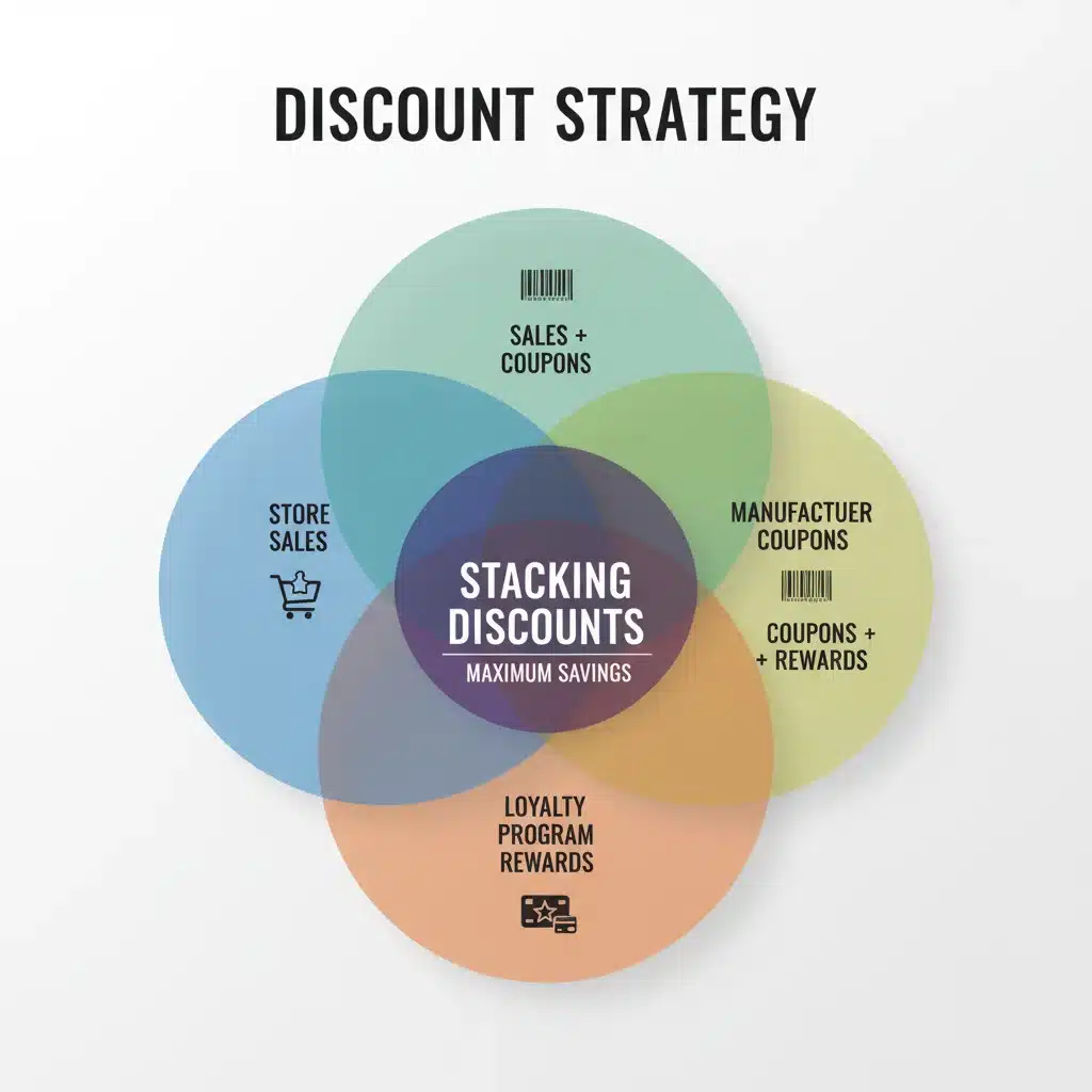 Venn diagram illustrating overlapping discount types for stacking
