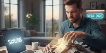 Frustrated person holding expired coupons, digital coupon on laptop